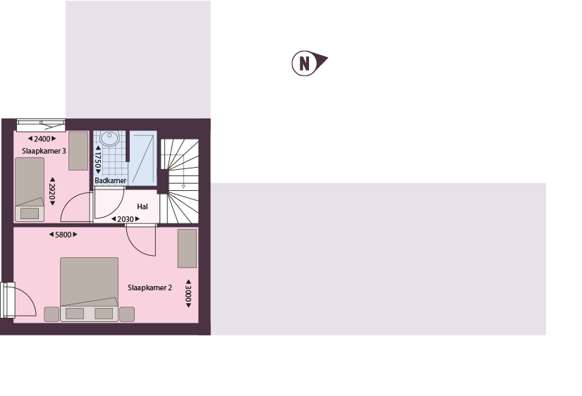 De Bongerd cadier en keer plattegrond type C2 verdieping